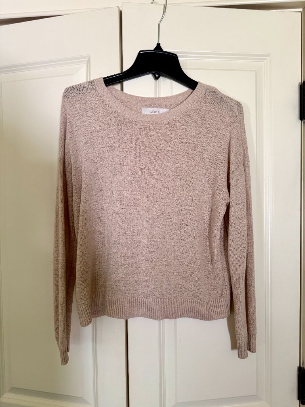 Loft Lightweight Crewneck Sweater, Oatmeal Shade, Size Small